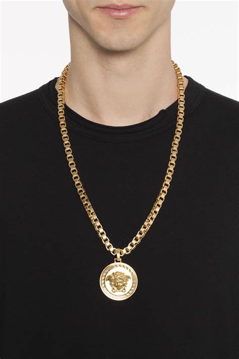 versace white shirt men chain neck|Versace jewellery men.